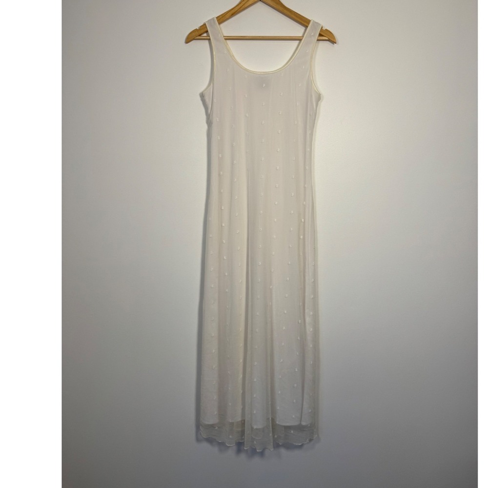 90s Vintage Rabbit‎ Rabbit Rabbit Designs Mesh Maxi Dress Women S/M White Floral